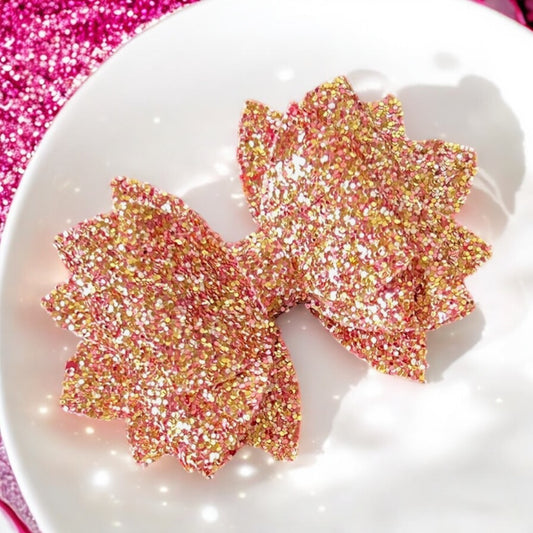 Pink Holiday Gold Glitter Bow