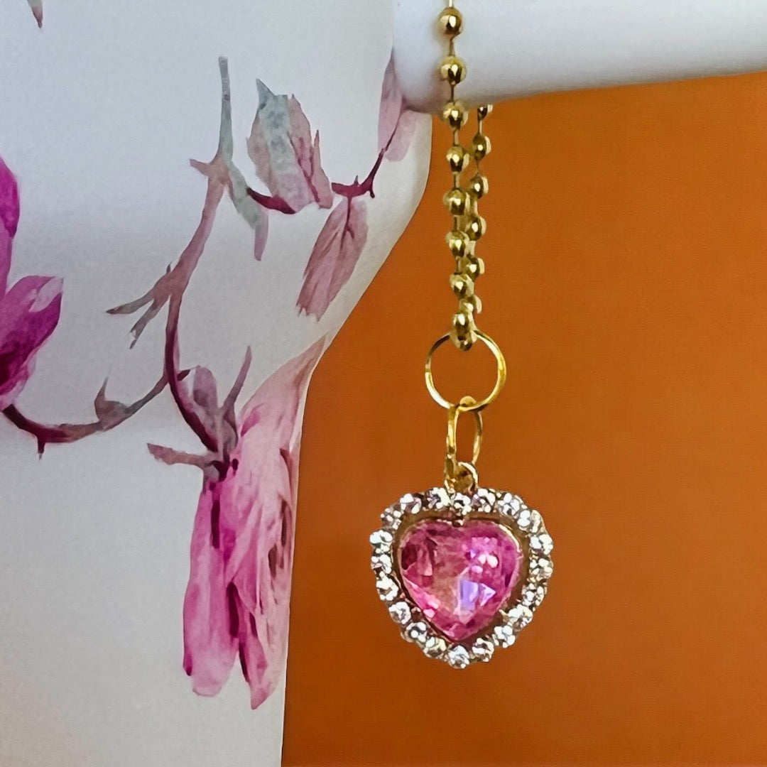 Bling Pink Heart Handle Charm