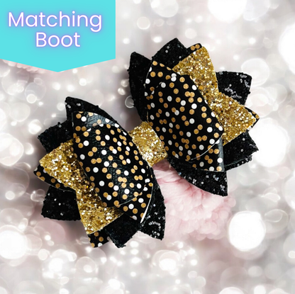 Black & Gold Dots Bow