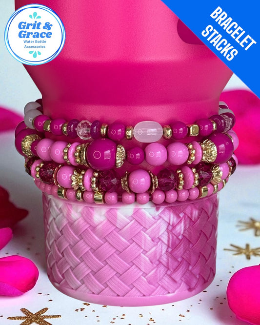 Pink Dream Stretchy Cup Bracelets (Set of 4)