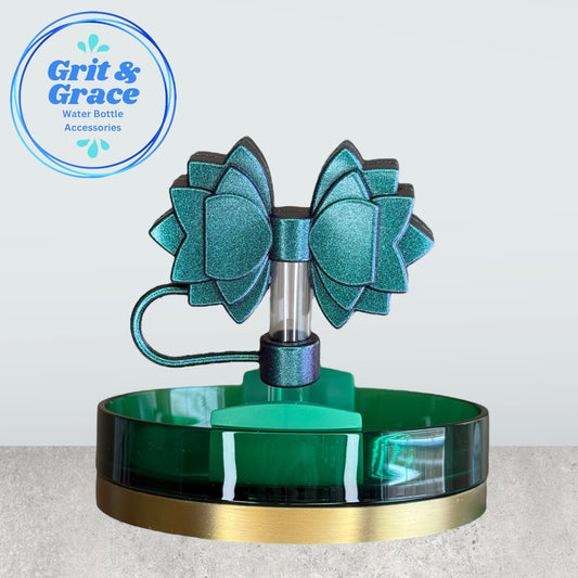 Gracie Emerald Green Chameleon Straw Topper