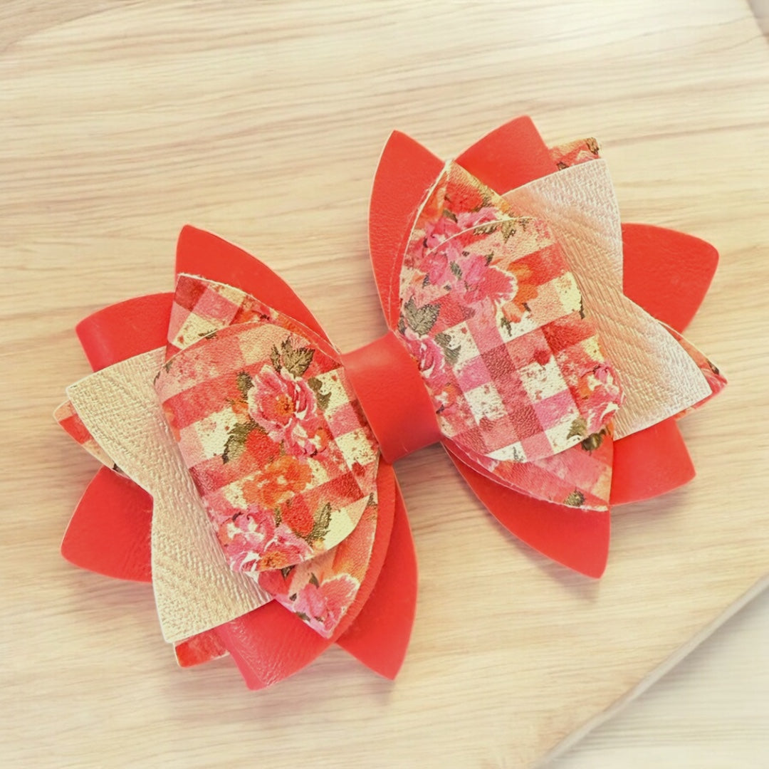 Painted Plaid Flowers Bow