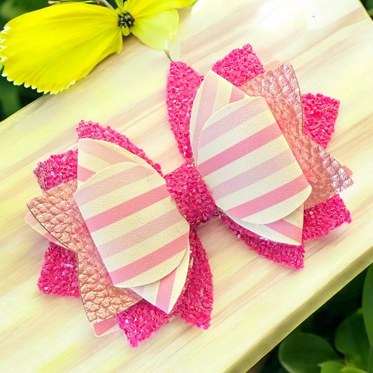 Multi Pink Stripe Bow