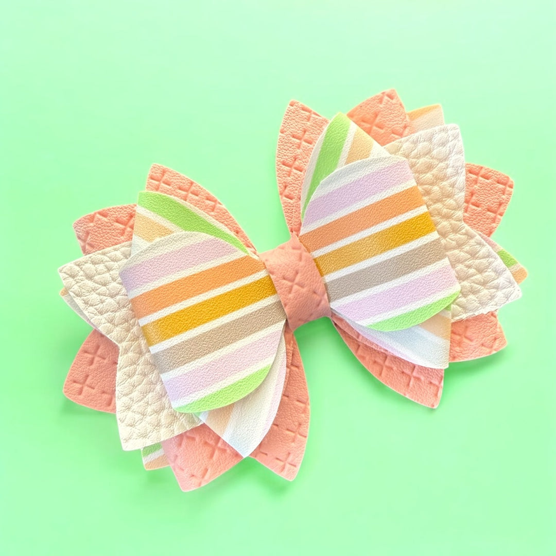 Boho Peach Stripes Bow