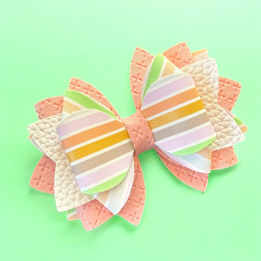 Boho Peach Stripes Bow