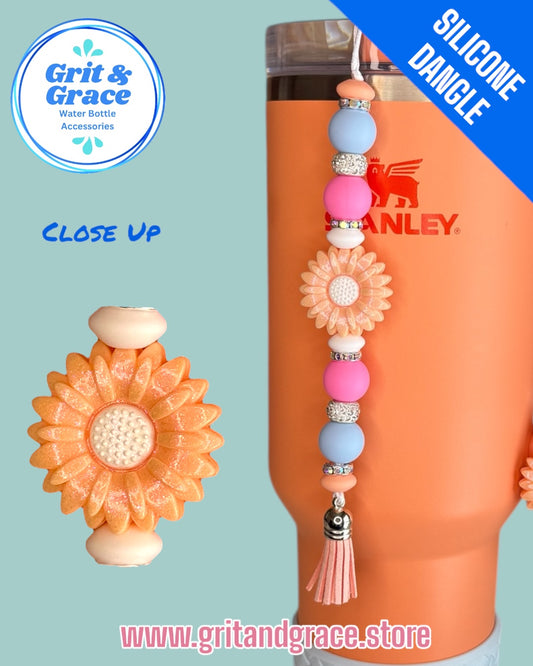 Nectarine Sunset Daisy Silicone Dangle