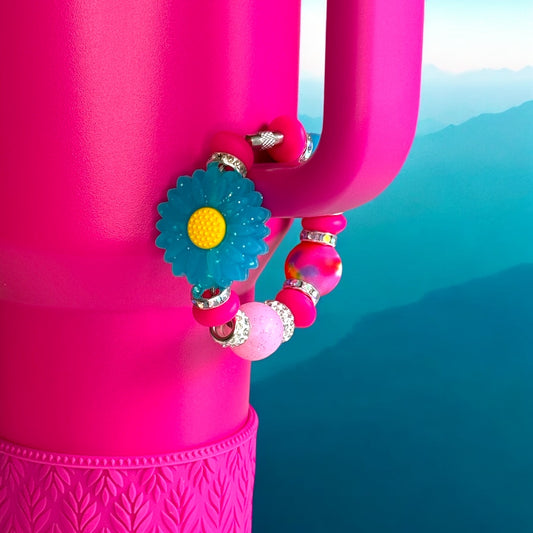 Glitter Teal Daisy Handle Bracelet
