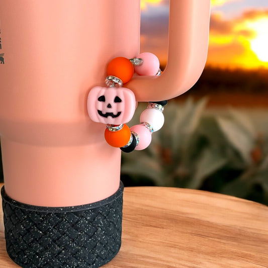 Pink Jack o Lantern Pumpkin Handle Bracelet