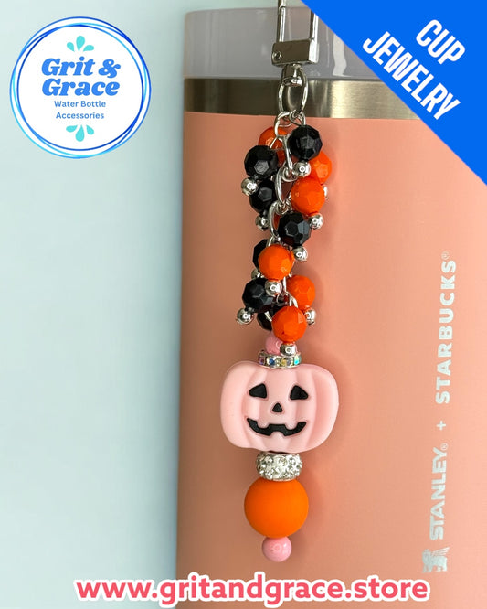 Pink Jack o Lantern Pumpkin Cup Jewelry