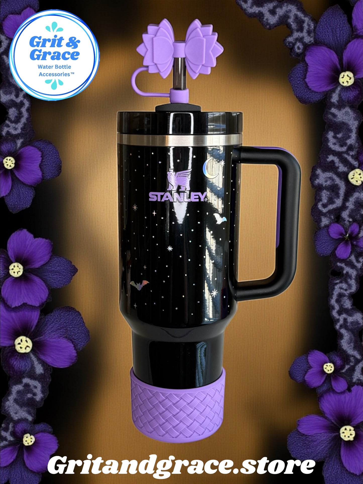 Gracie Wisteria Purple Straw Topper