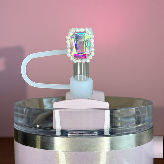 Iridescent Clear Opal Straw Topper