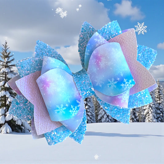 Powder Blue Snowflake Bow