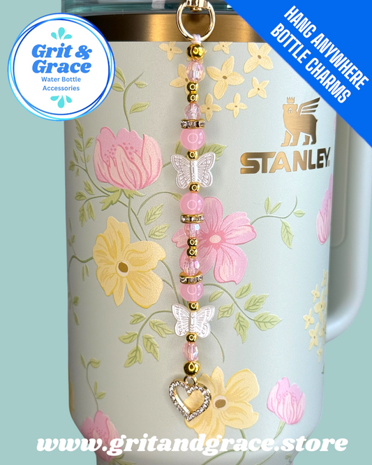 Hang Anywhere Pink Butterfly Bottle Charm
