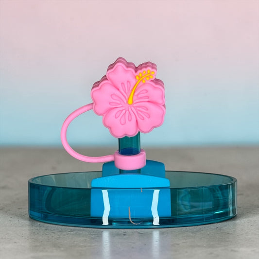 Hot Pink Hibiscus Straw Topper