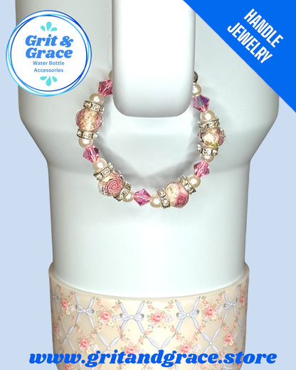 Tumbler Handle Jewelry - Pink Rosette