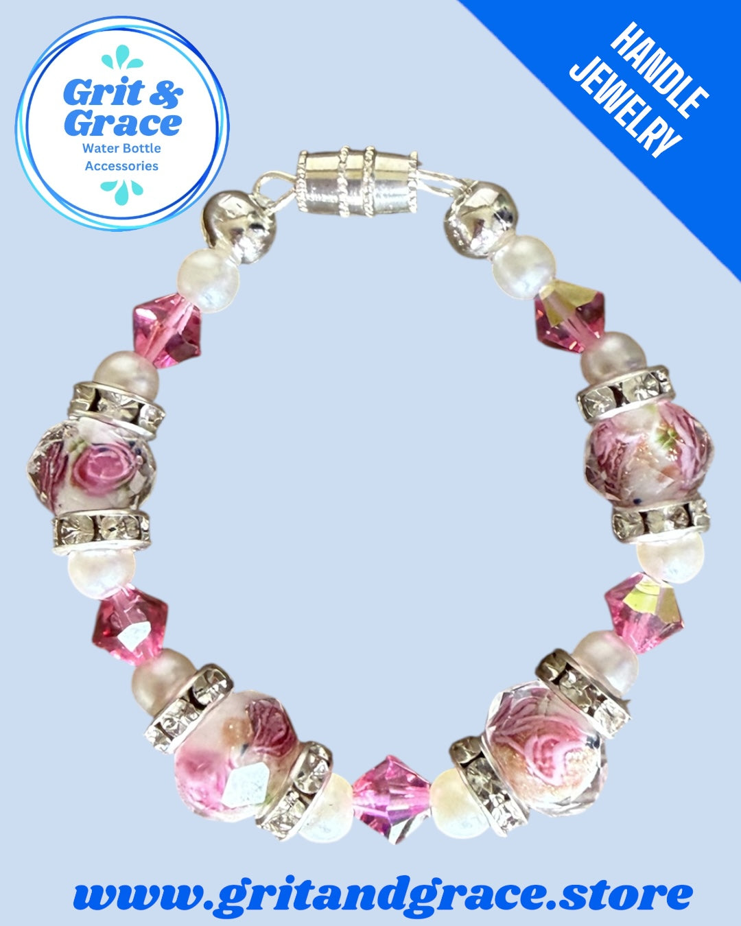 Tumbler Handle Jewelry - Pink Rosette