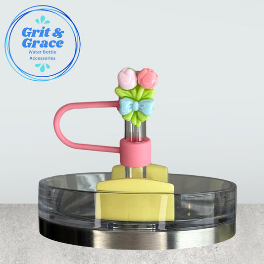 Pink Tulips Straw Topper