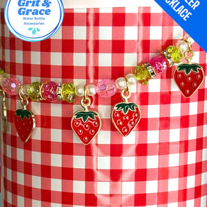 Tumbler Necklace Jewelry - Strawberry Gingham
