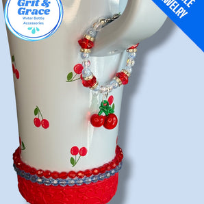 Tumbler Handle Jewelry - Blue Cherries