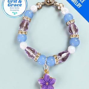 Tumbler Handle Jewelry - Purple Plaid Flower