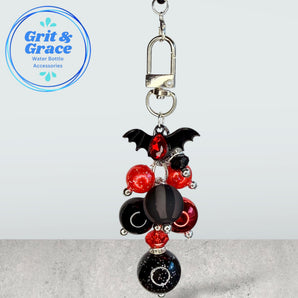 Deluxe Mini Straw Bauble - Red Jewel Bat