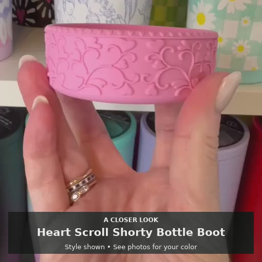 A Closer Look: Heart Scroll Shorty Bottle Boot. Style shown; see product photos for your color.